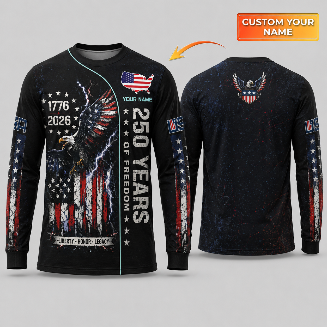 Merica 250 Anniversary USA Shirt 250 Years July 4th Men Kids , Personalized All Over Print