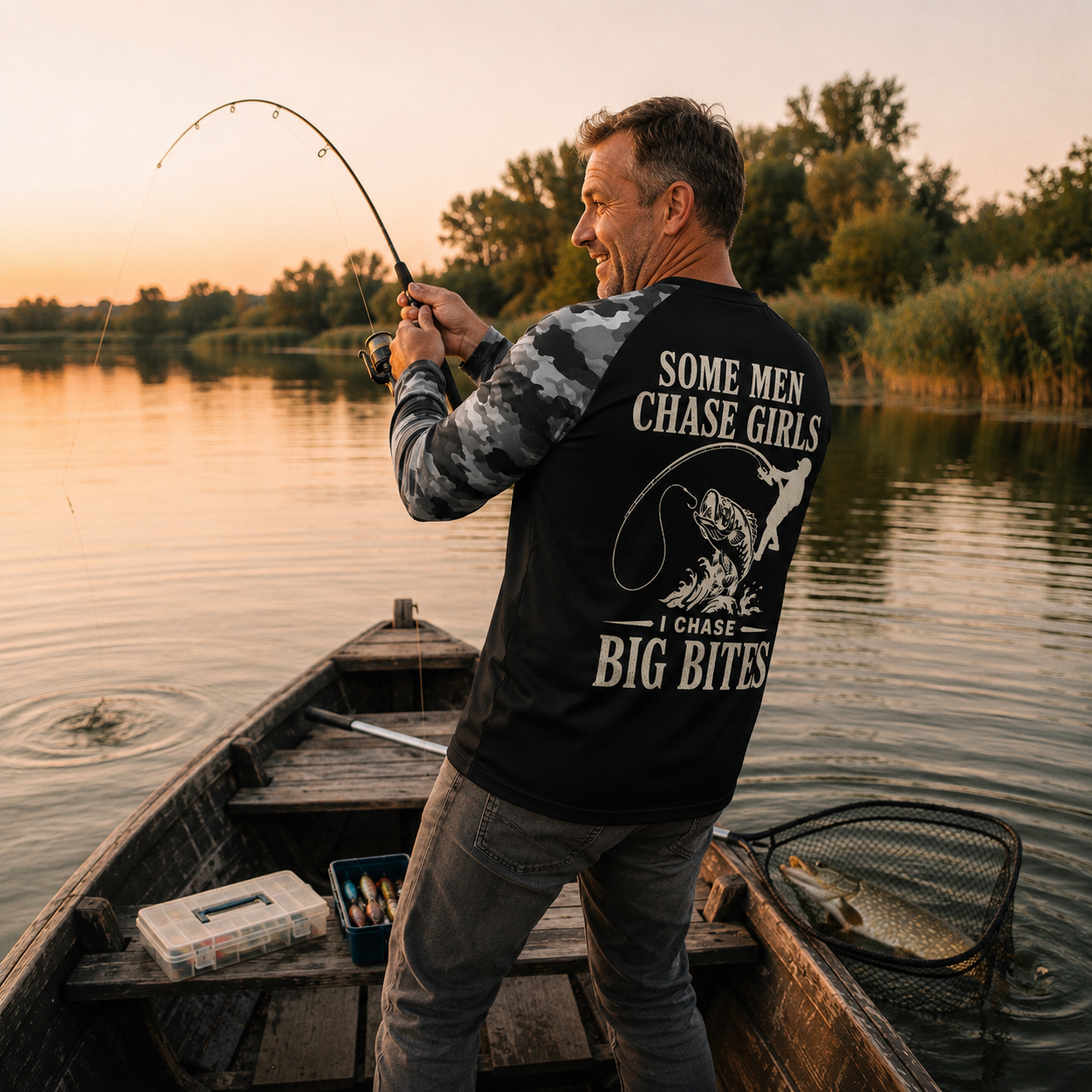 Some men chase girls, I chase big bites. Performance Shirt