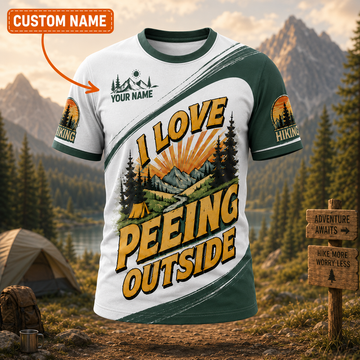 Personalized Hiking All Over Print Unisex T-Shirt, Custom Text Outdoor Adventure Shirt