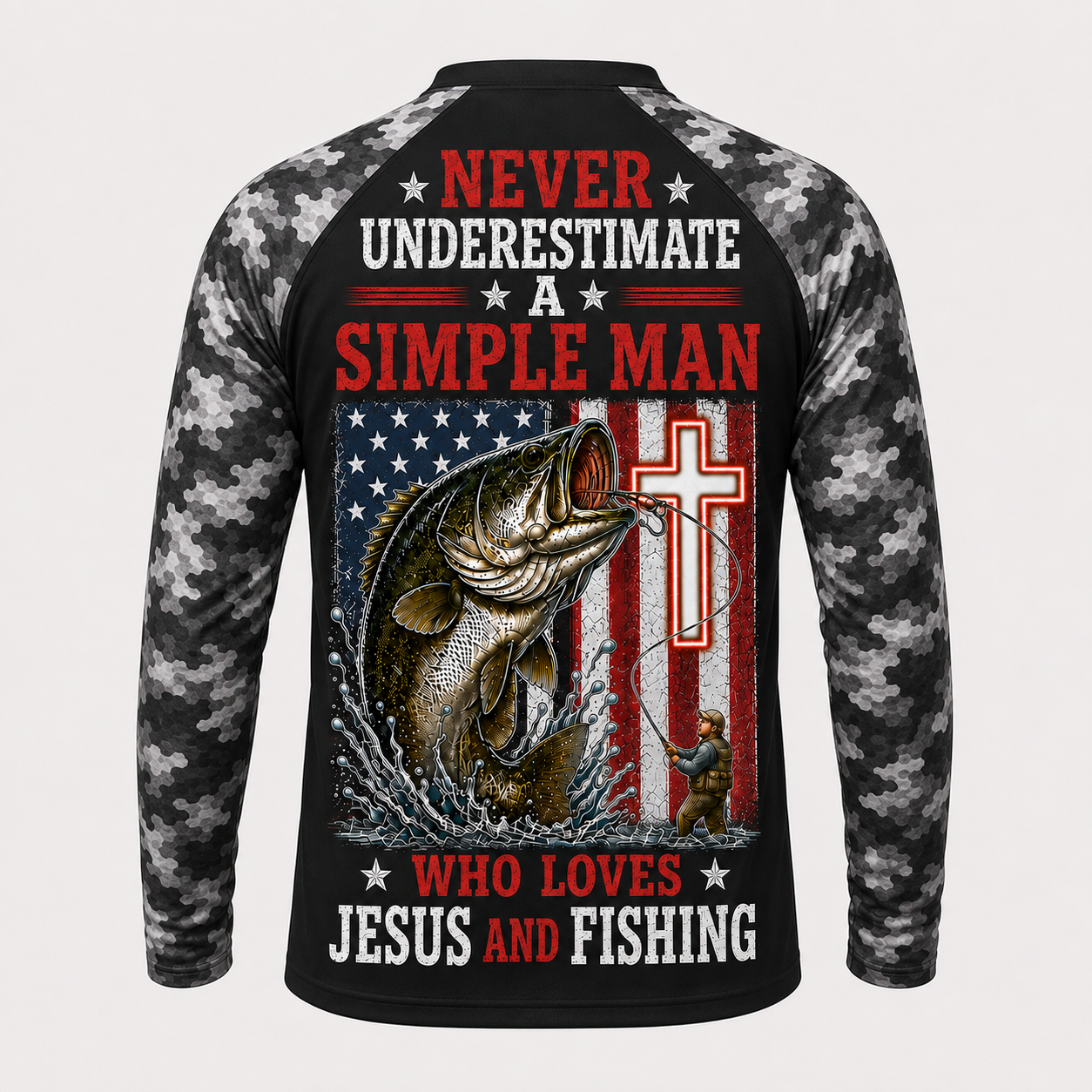 Never Underestimate a Simple Man Who Loves Jesus and Fishing- Performance Shirt