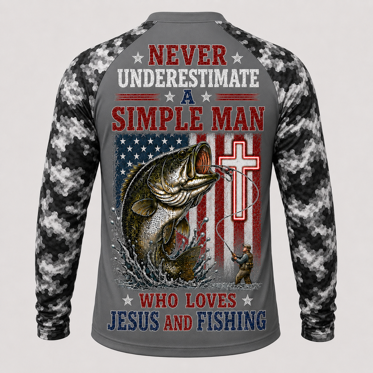 Never Underestimate a Simple Man Who Loves Jesus and Fishing- Performance Shirt