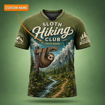 Personalized Hiking All Over Print Unisex T-Shirt, Custom Text Outdoor Adventure Shirt