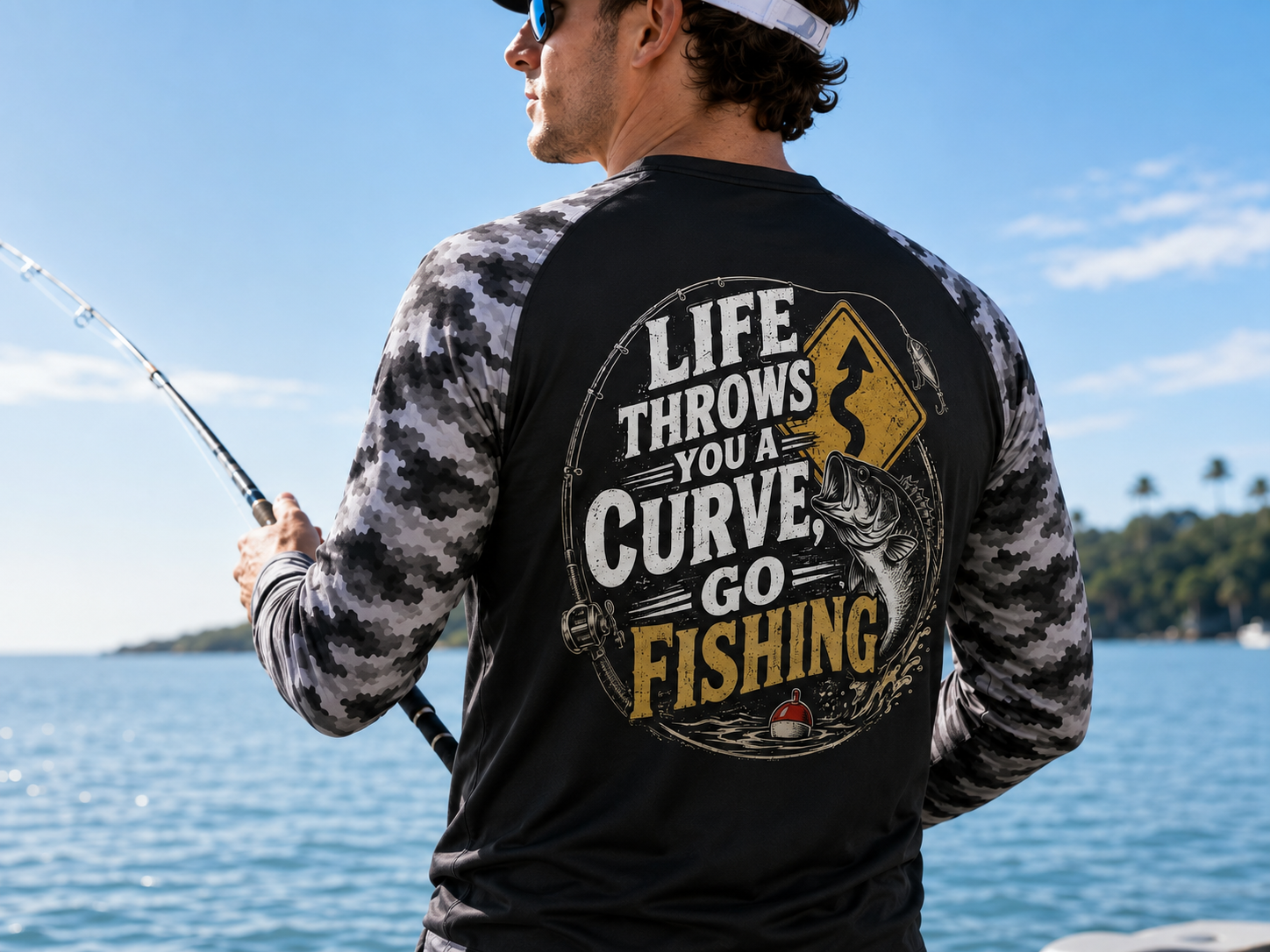 Life Throws You A Curve Go Fishing. Cool Performance Shirt