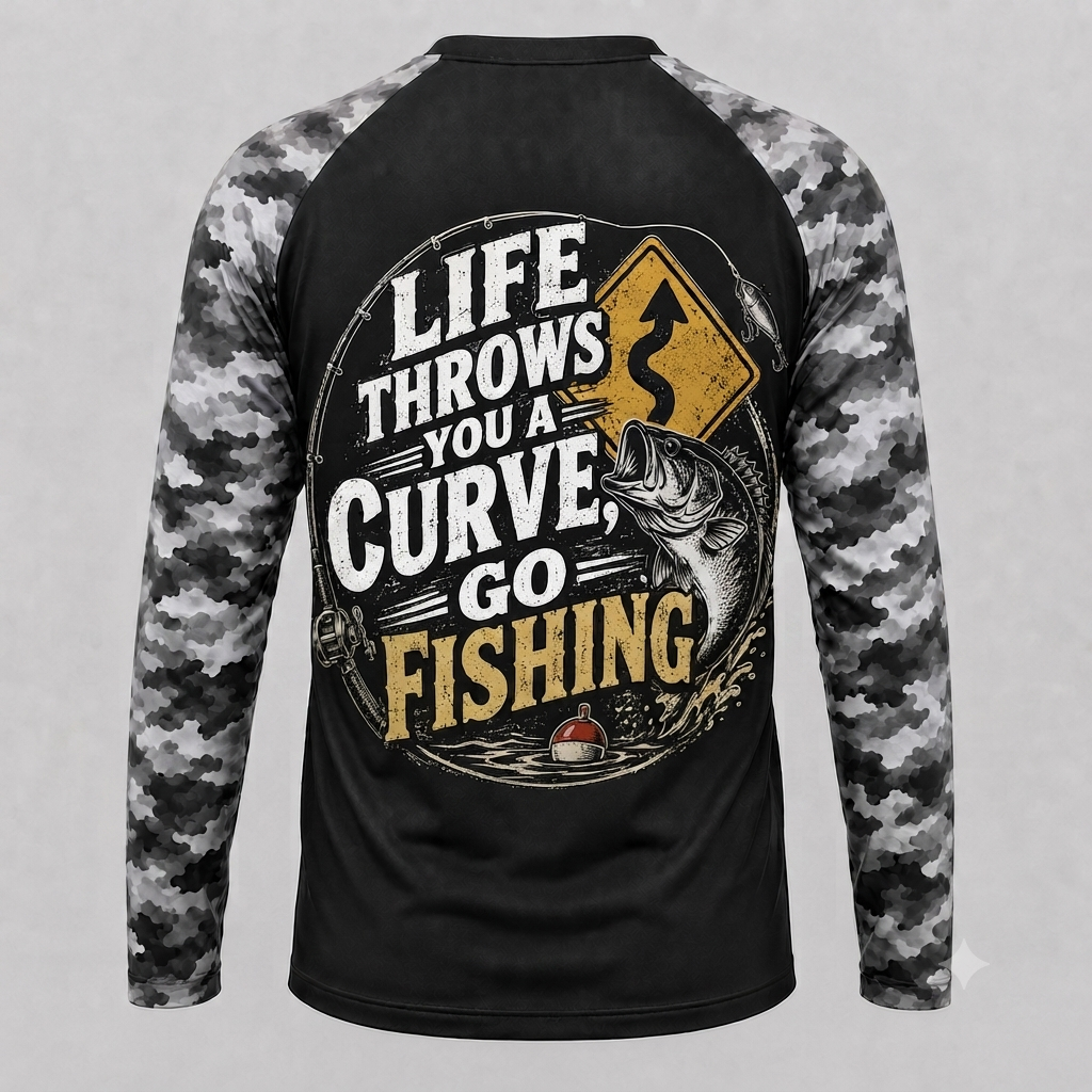 Life Throws You A Curve Go Fishing. Cool Performance Shirt
