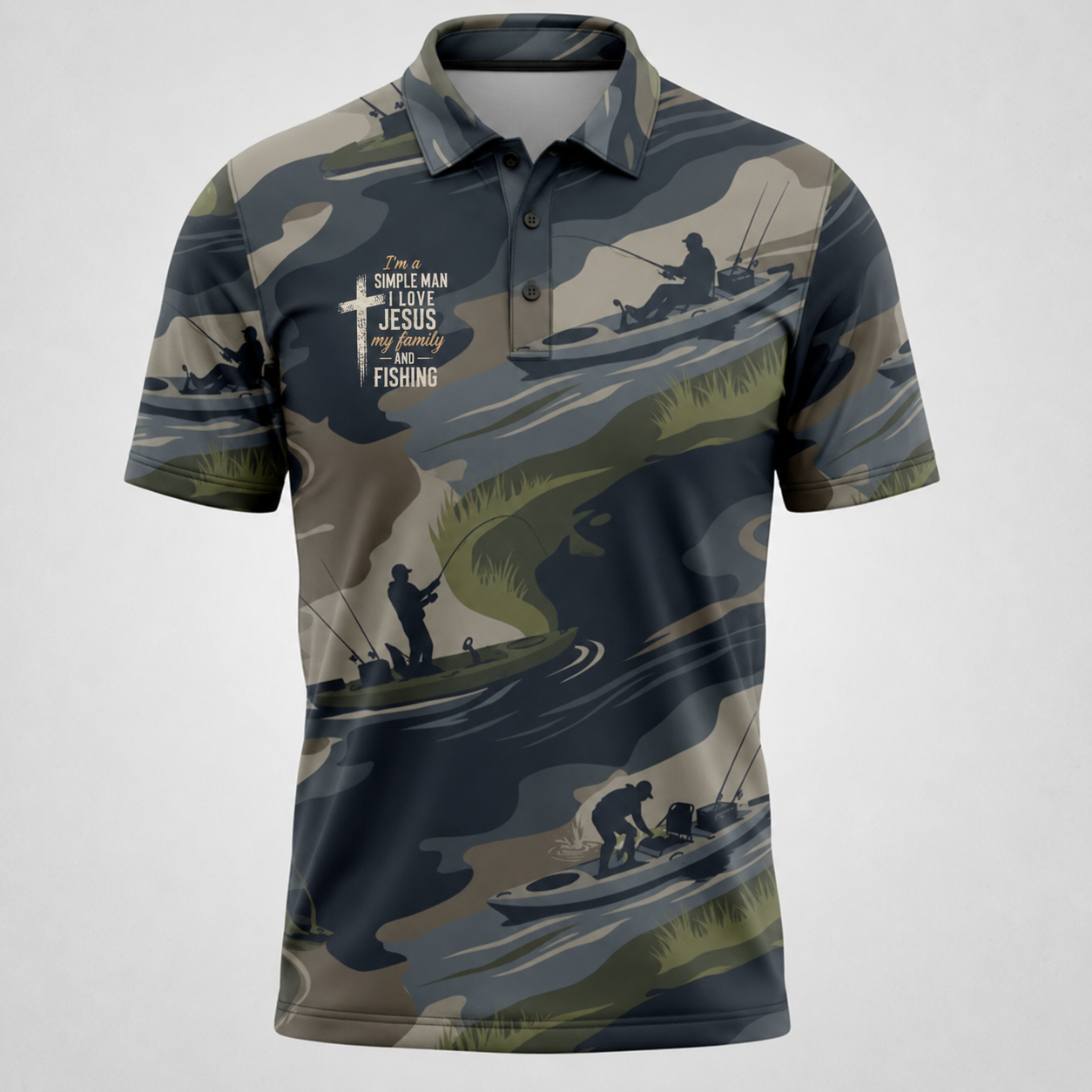 I'm a simple man I love Jesus my family and fishing -Polo shirt