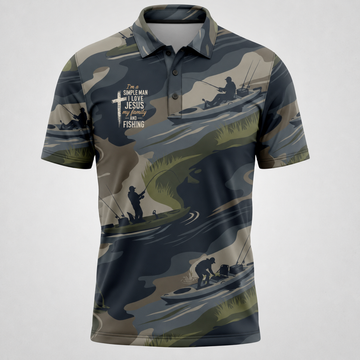 I'm a simple man I love Jesus my family and fishing -Polo shirt
